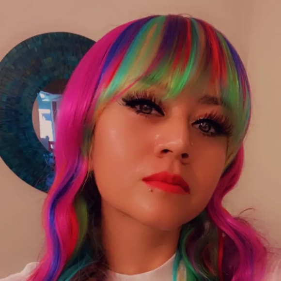 Long Rainbow Curly Wig - Perfect for Cosplay, Prom, and Anime Fans  Durability. - Picture 12 of 15